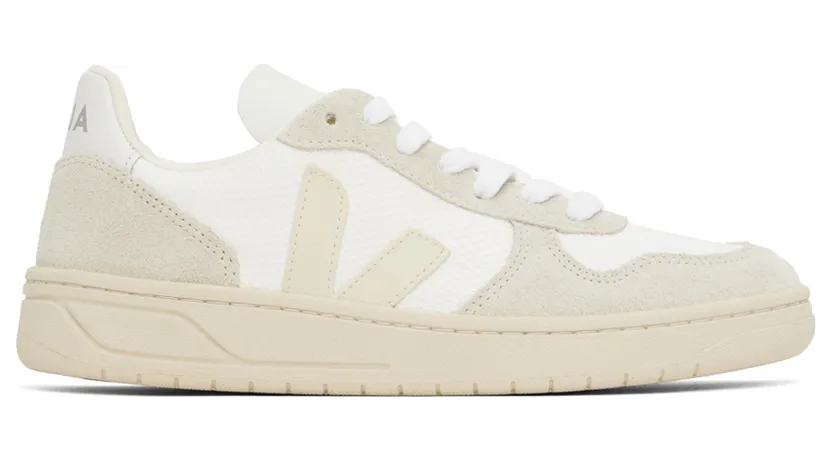 VEJA White & Beige V-10 B-Mesh Sneakers (VX0102499)