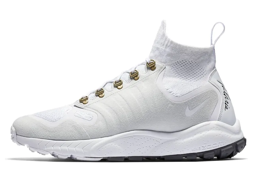 Nike Air Talaria Flyknit Mid “White / Pure Platinum / Metallic Gold” (856957-100)