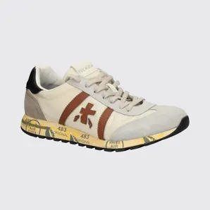 Premiata Lucy Sneakers in Suede and Used Nylon White (LUCY8189)