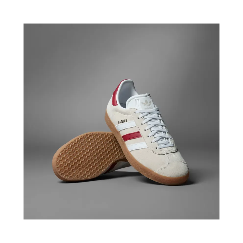adidas Gazelle Schuh Aluminium / Cloud White / Collegiate Burgundy (IG0672)