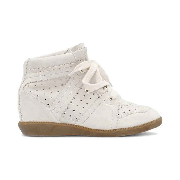Isabel Marant Bobby Suede Calfskin Leather Wedge Sneakers Chalk (BK0011FA-A1E20S-20CK)