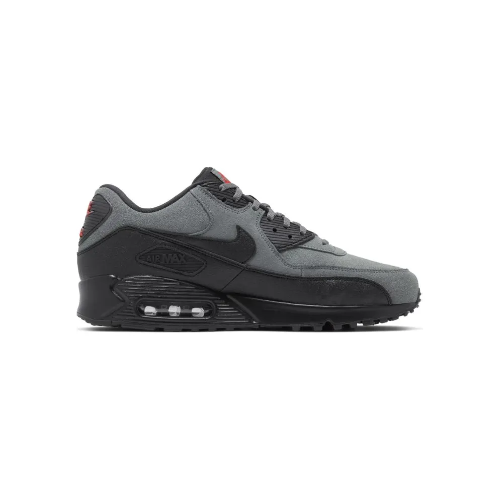 Nike Air Max 90 Grey Suede Anthracite/Black-Red (AJ1285-025)