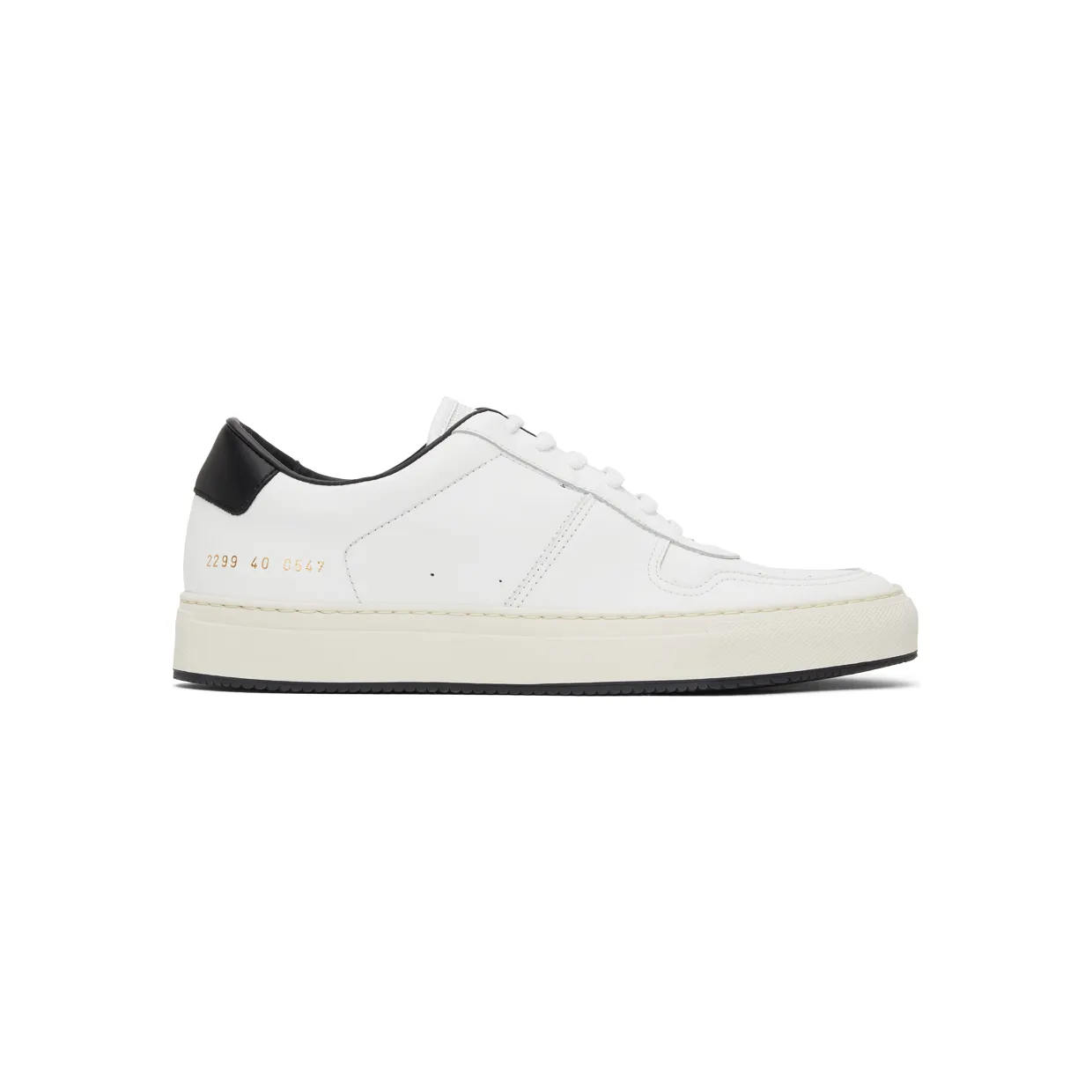 Common Projects White & Black BBall ’90 Low Sneakers (2299)