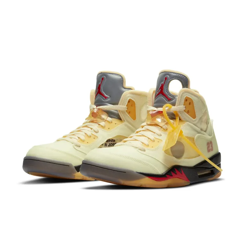 Jordan 5 Retro OFF-WHITE Sail Sail/Fire Red-Muslin-Black (DH8565-100)