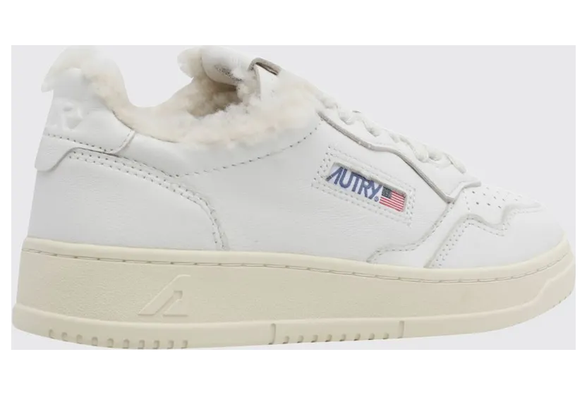 Autry Medalist Low Sneakers in Leather with Animalier Pony Hair Inserts White (AULWSR01) (2)