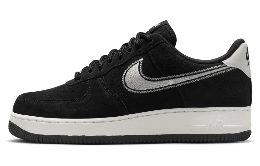 Nike Air Force 1 Low ’07 LV8 Black Sail Embroidered Swoosh (HJ4465-001)