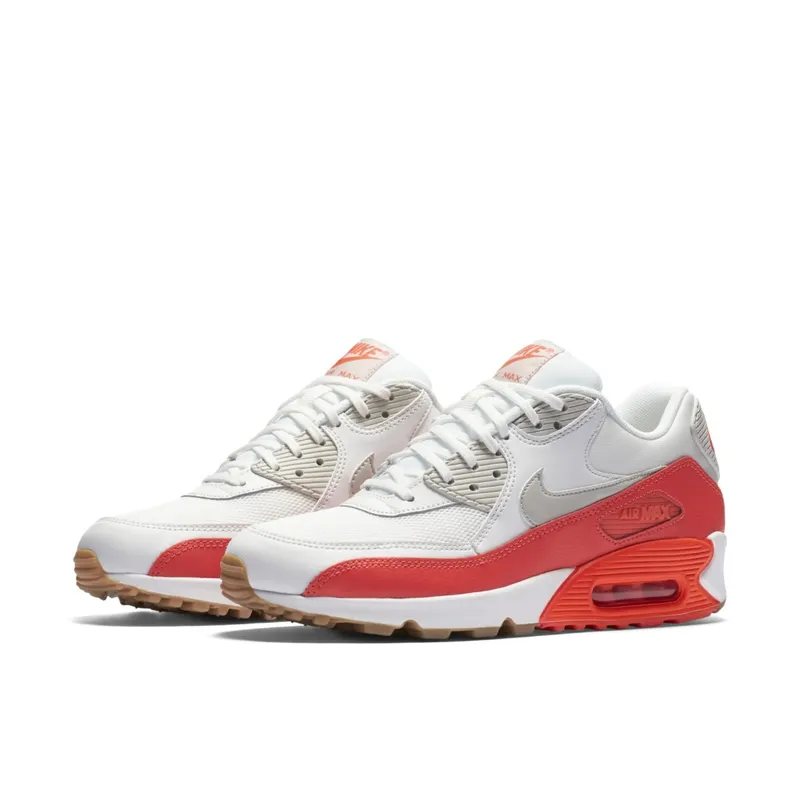 Nike Air Max 90 Essential Summit White Light Brown-Bright Crimson (W) Summit White/Light Brown-Bright Crimson (616730-113)