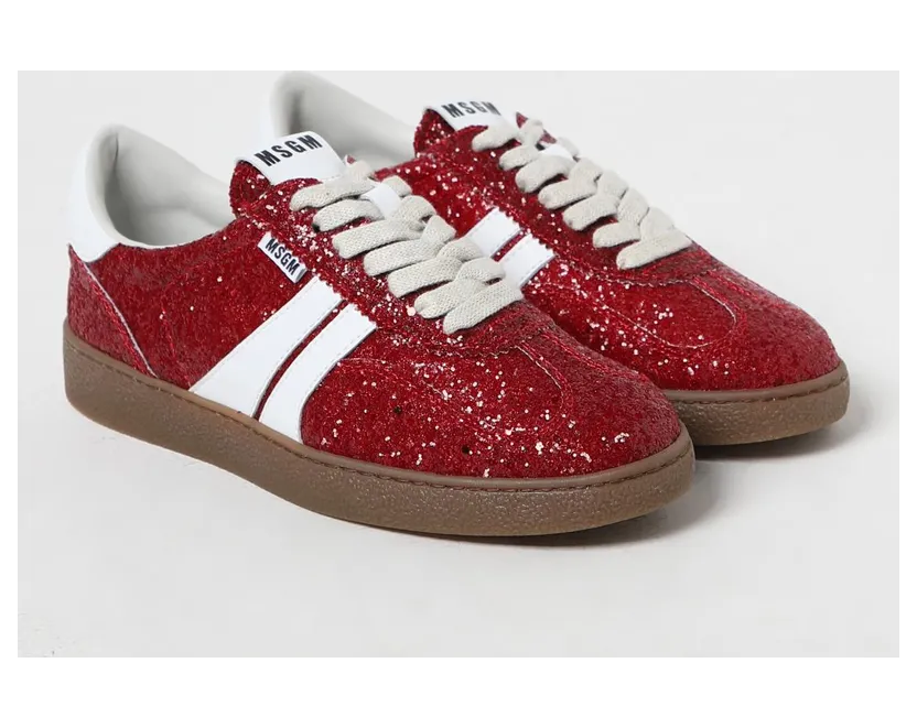 Msgm Retro sneakers in glittery fabric and synthetic leather Red (3541MDS02158718)