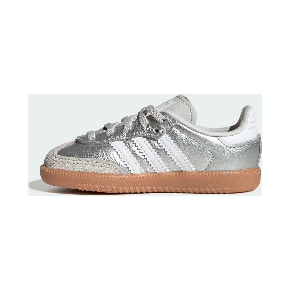 Adidas SAMBA OG COMFORT CLOSURE ELASTIC LACE Shoes Silver Metallic / Cloud White / Gum (KK2346)