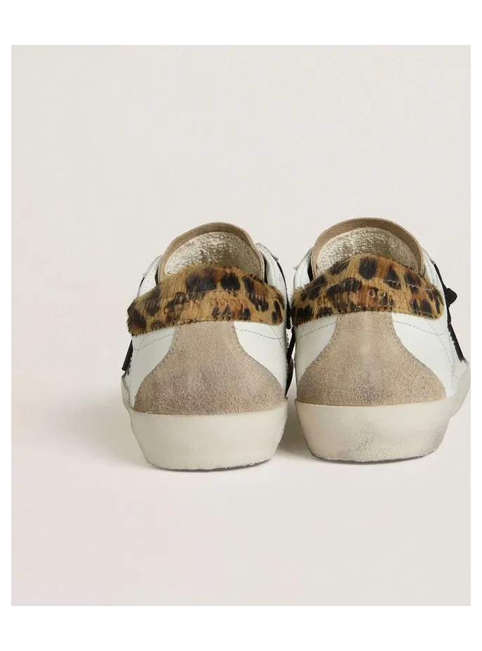 Golden Goose Super-Star With Black Glitter Star And Leopard-Print Pony Skin Heel Tab (GWF00102.F007871.12353) (4)
