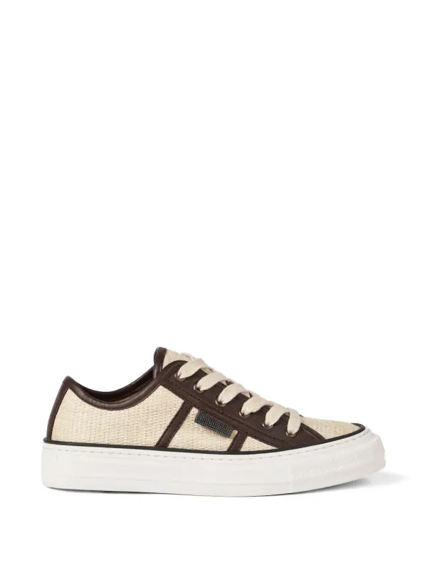 Brunello Cucinelli Techno Raffia mit glänzender Lasche – Nude (MZQ9G3222C112)