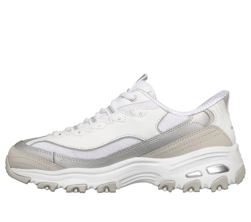 Skechers Slip-ins: D’Lites – Smooth Nostalgia Sneaker White/Silver
