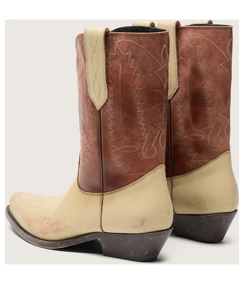 Golden Goose Women’S Wish Star Low Boots In Beige And Brown Leather With Embroidery (GWF01050.F008201.15684) (3)