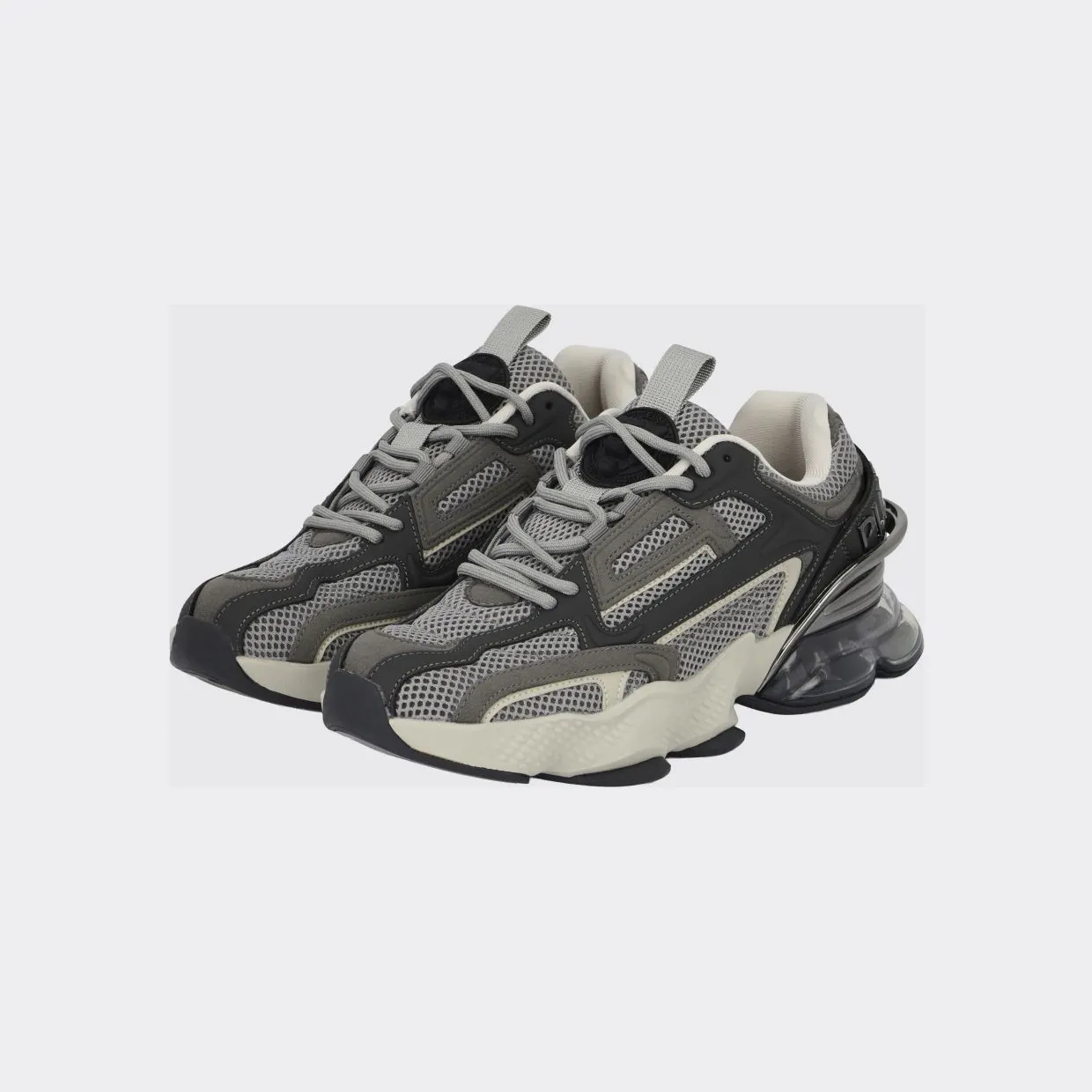 Plein Sport Runner PS Thunder Mix Low-Top Mesh Sneakers with Notched Sole Grey (SAESUSC0750STE003N1072)