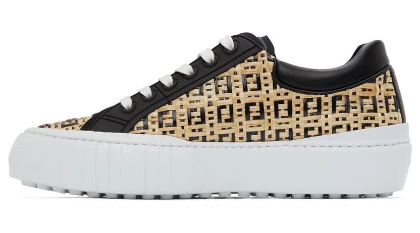 Fendi Black & Beige Raffia ‘Forever Fendi’ Sneakers (7E1414 AF5B) (3)