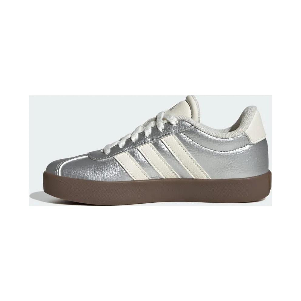 Adidas VL Court 3.0 Shoes Kids Silver Metallic / Off White / Gum (JQ7341)