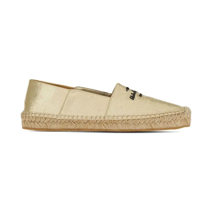 Ferragamo Logo-Embroidered Metallic Espadrilles Yellow (01E523758206)