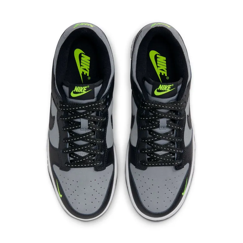 Nike Dunk Low Black Cool Grey Volt Mini Swoosh (FQ2205-001)