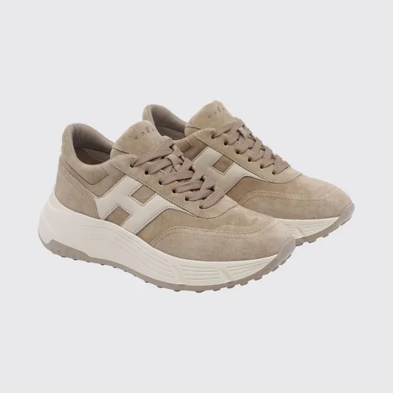 Hogan H669 Sneakers in Calfskin and Suede with Chunky Sole Beige (HXW6690FR30U5W0RZL)