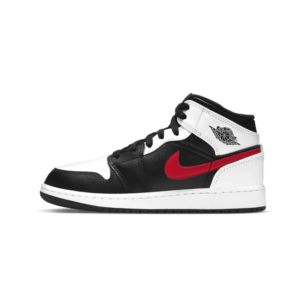 Jordan 1 Mid White Black Chile Red (GS) White/Black-Chile Red (554725-075)