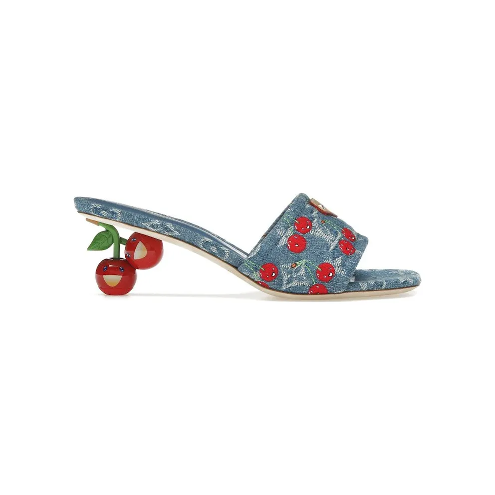 Louis Vuitton Cherry Lily Mule x Takashi Murakami Denim (1AHLTF)