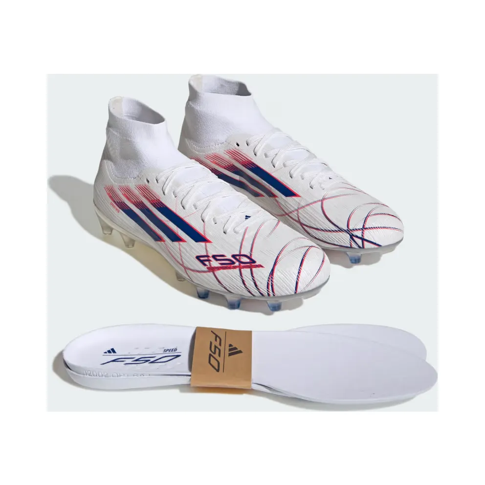 adidas F50 Sparkfusion Pro Mid Cut Firm Ground / Artificial Ground Football Boots Womens “Cloud White / Royal Blue / Lucid Red” (KJ1436)