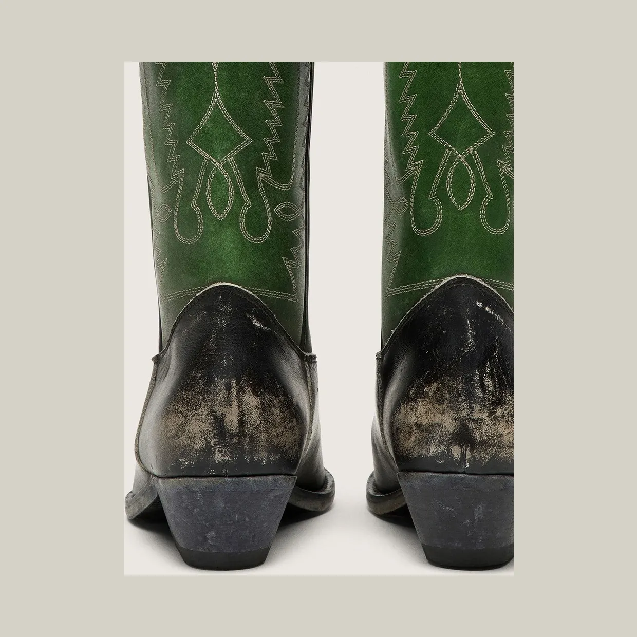 Golden Goose High Wish Star Boots In Black Leather With Green Leather Leg And White Embroidery (GWF01053.F008200.35684) (5)