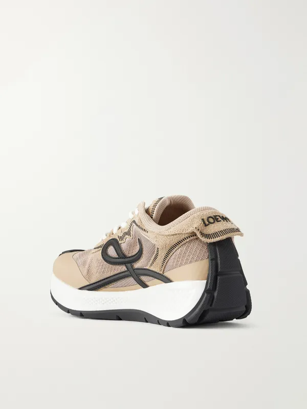 Loewe Pogo Rubber-Trimmed Mesh Sneakers Beige (M816282XCC) (4)