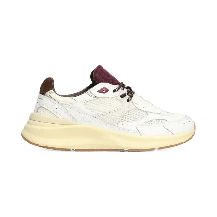 D.A.T.E. Musa HF mesh-panelled leather “White” (W451MSHFWN)