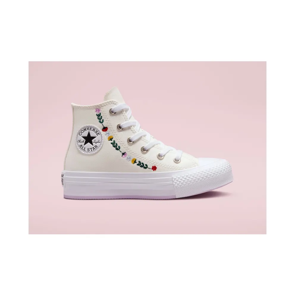 Converse Chuck Taylor All Star EVA Lift Platform mit Blumenstickerei Vintage White/Weiß (A02229C)