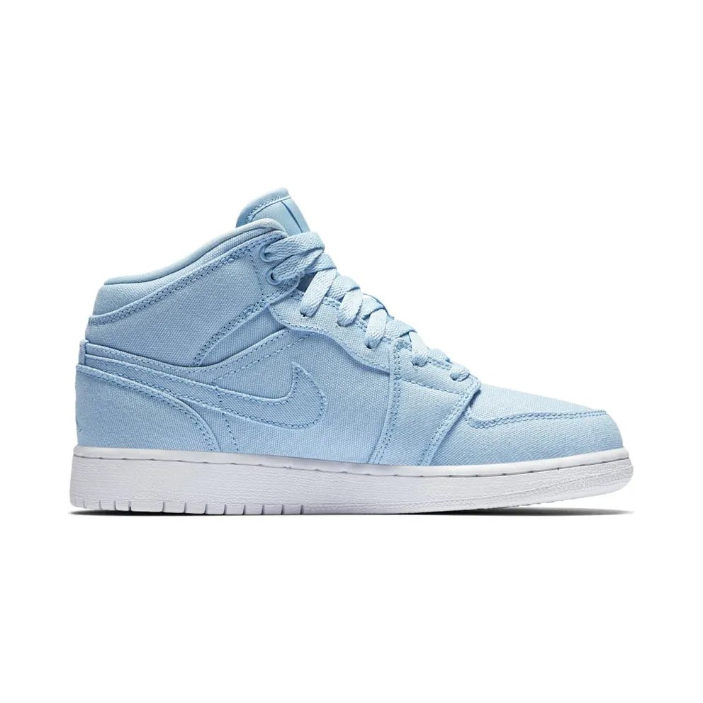 Jordan 1 Mid Canvas Ice Blue (GS) Ice Blue/Ice Blue-White (554725-425)