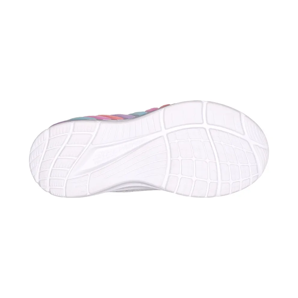 Skechers S-Lights: Rainbow Cruisers “Glitzy Glow Sneaker Silver / Blue” (303726CSLBL)