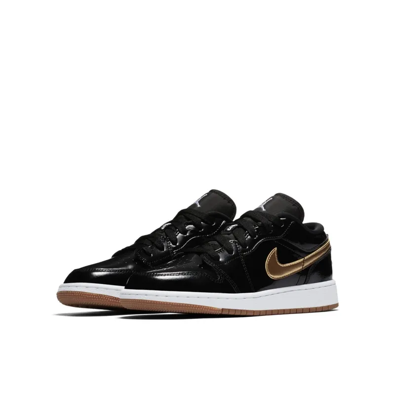 Jordan 1 Retro Low Black Gold Patent (GS) Black/Metallic Gold-White (554723-032)