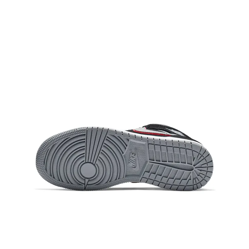 Jordan 1 Mid Black Particle Grey Gym Red (GS) Black/Particle Grey-White-Gym Red (554725-060)
