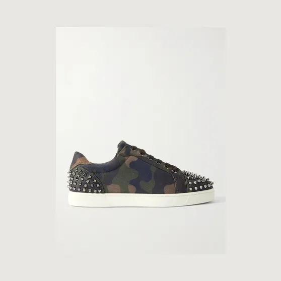 Christian Louboutin Seavaste 2 Studded Camouflage-Print Canvas Sneakers Green (3250646)