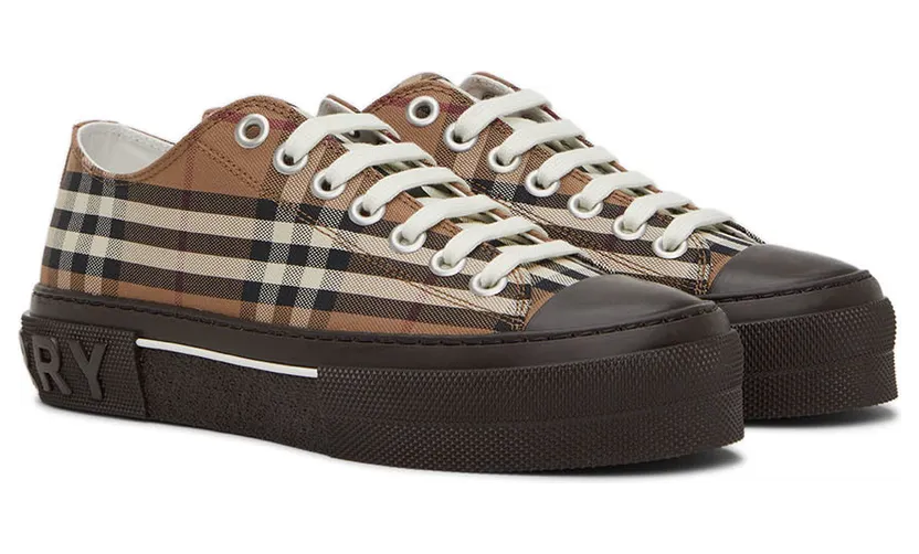Burberry Brown Cotton Check Sneakers (8056828) (4)