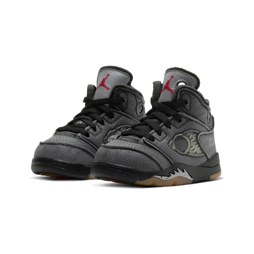 Jordan 5 Retro Off-White Black (TD) Black/Muslin-Fire Red (CV4828-001)