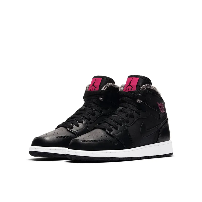 Jordan 1 Retro High Fleece Black Pink (GS) Black/Deadly Pink-White (332148-014)