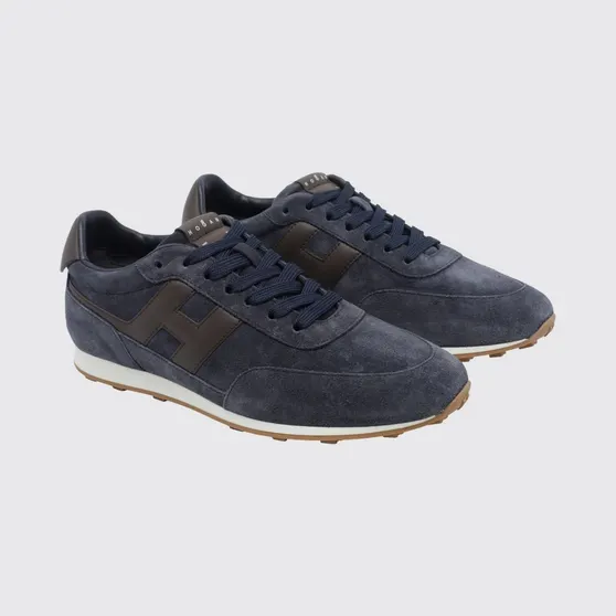 Hogan H699 Sneakers in Calfskin and Suede with Notched Sole Blue (HXM6990GA00UHO0FDY)