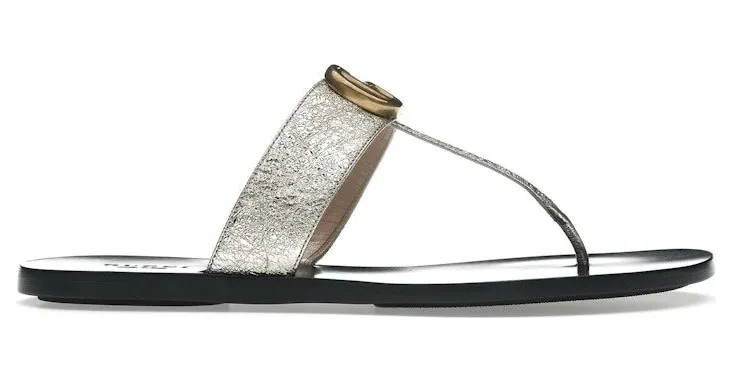 Gucci Marmont Thong Sandals Platinum (497444-0B7N0-7100)