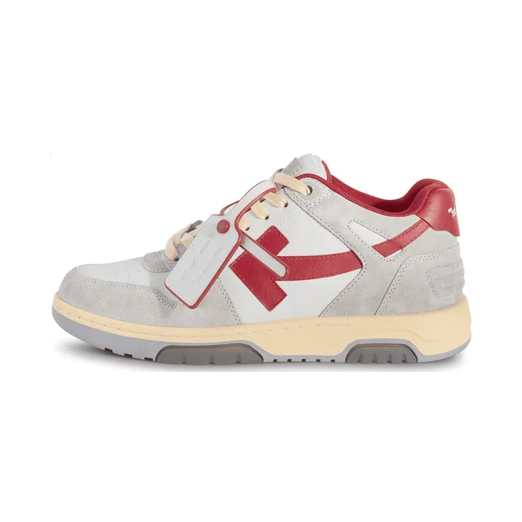 OFF-WHITE Out Of Office OOO Low Tops Light Grey Red (OMIA189S24LEA0110525)