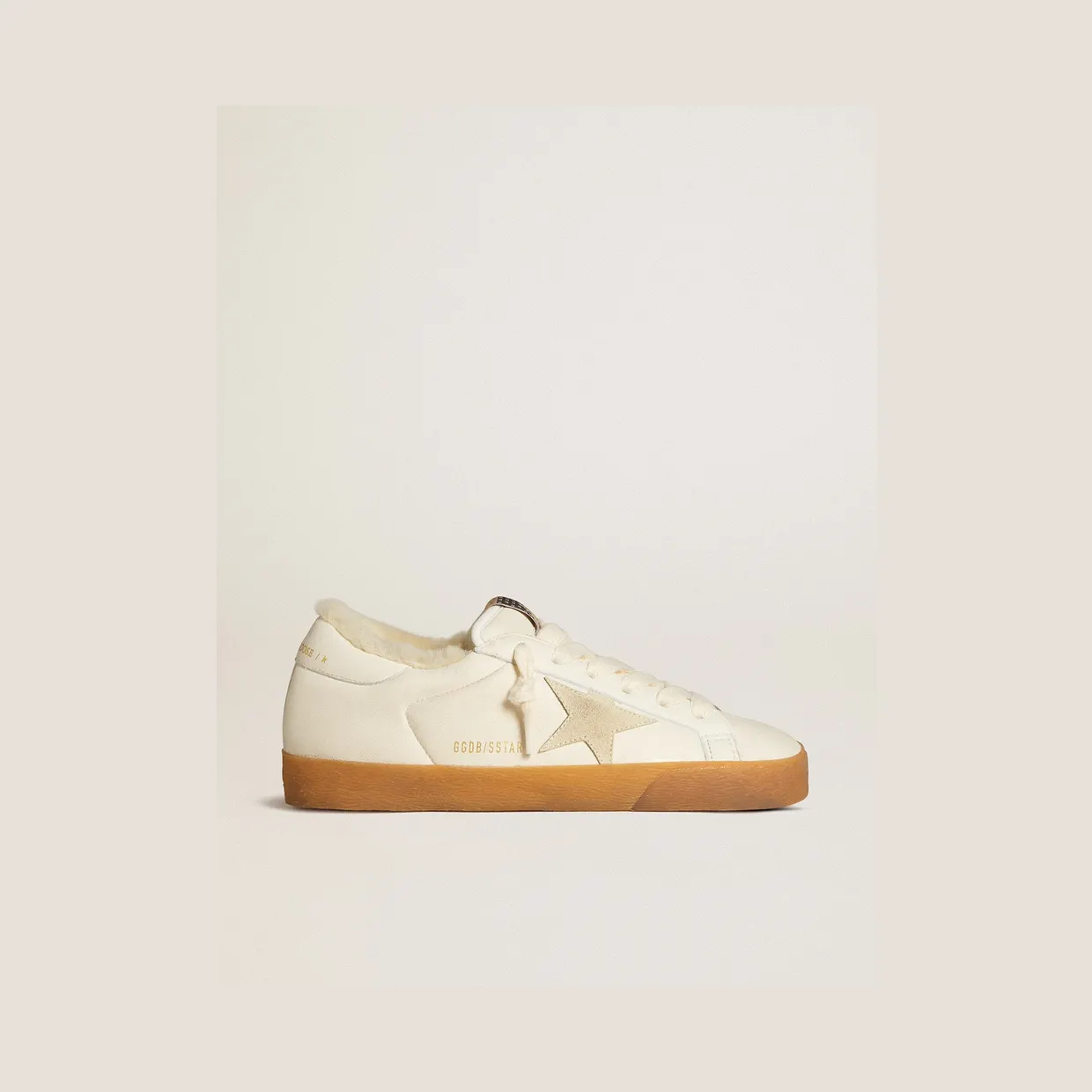 Golden Goose Super-Star In White Nappa With Suede Star And Shearling Lining (GWF00828.F006572.10100)