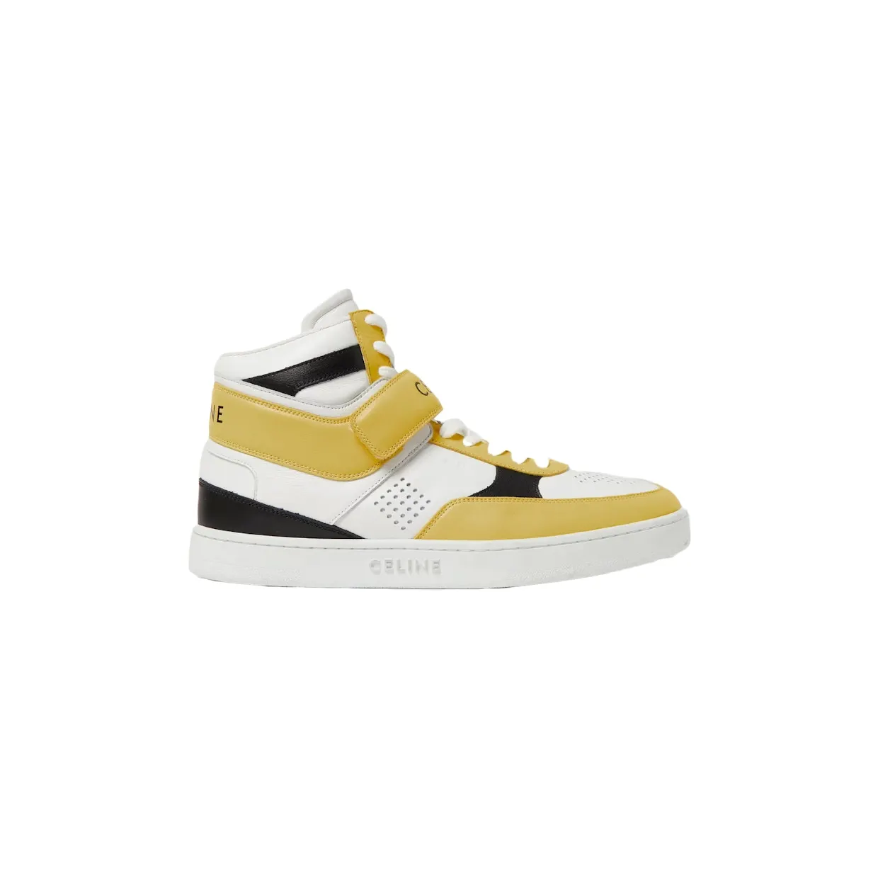 Celine CT-03 Leather High-Top Sneakers Yellow White Black (32027475399589584)