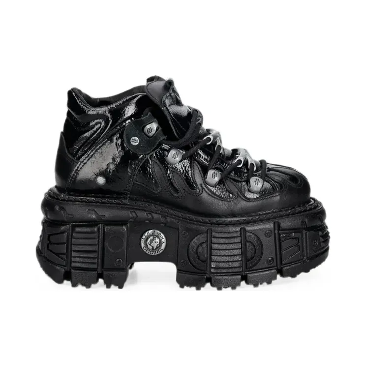 New Rock Metallic-Sneakers mit dicker Sohle “Black” (MMET031C3)