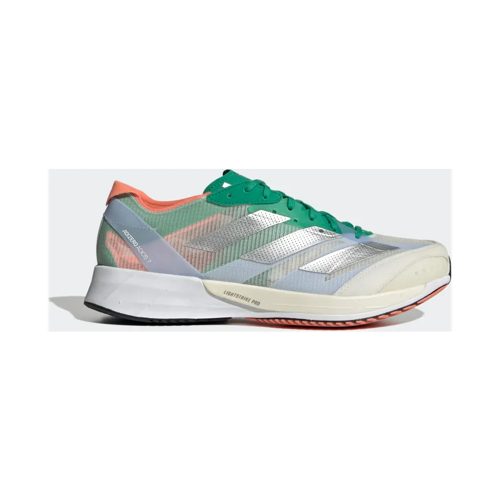 adidas Adizero Adios 7 Laufschuh White Tint / Silver Metallic / Court Green (HQ3699)
