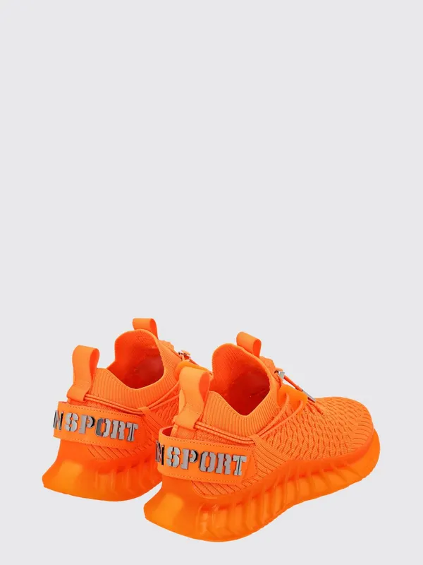 Plein Sport Technical Knit Low-Top with Elasticated Ankle and Double Pull Tab Orange (SADSUSC0520STE003N86)