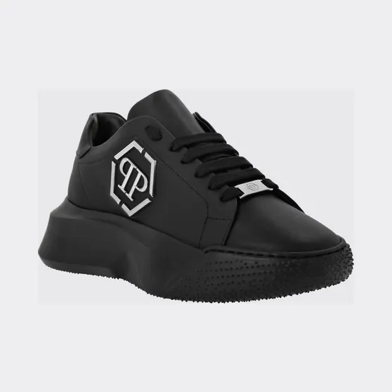 Philipp plein Smooth Leather Low-Top Sneakers with Monogram and Hexagon Logo Black 1 (UABSUSC0348PLE075N0202)