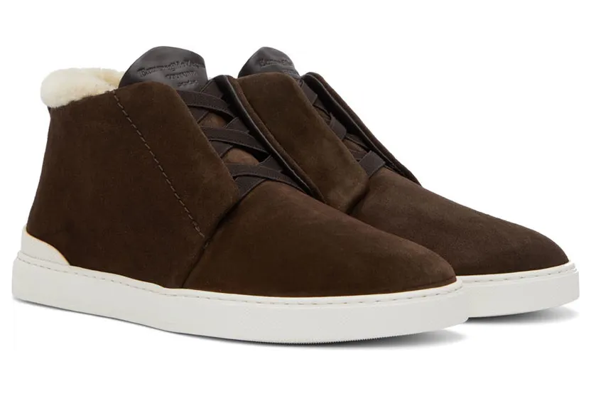 Ermenegildo Zegna Brown Suede Triple Stitch Sneakers (212.LHKUR.A5137X.TDM) (4)