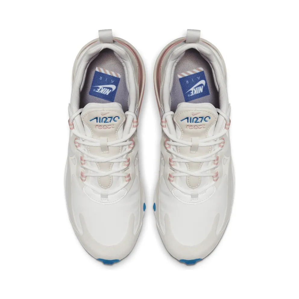 Nike Air Max 270 React American Modern (W) Summit White/Ghost Aqua-Phantom-Coral Stardust-Imperial Blue-Light Bone (AT6174-100)