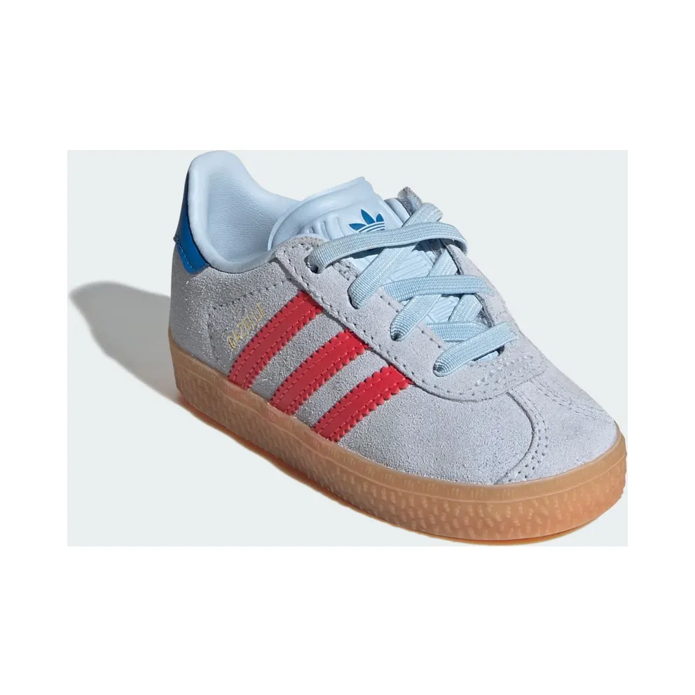 Adidas Gazelle Comfort Closure Elastic Laces Shoes Crystal Sky / Semi Lucid Red / Blue Bird (KI4037)